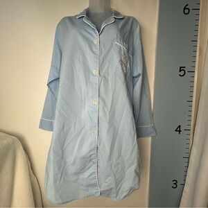 Adonna Light Blue Button-down Cotton‎ Nightshirt Medium